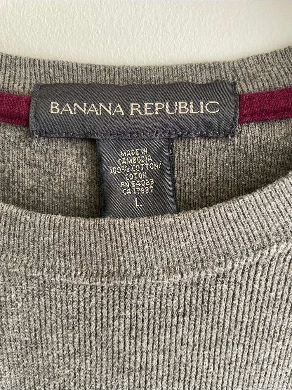 Banana Republic 100% Cotton Gray Classic Crewneck Sweater Casual Layering Campus
